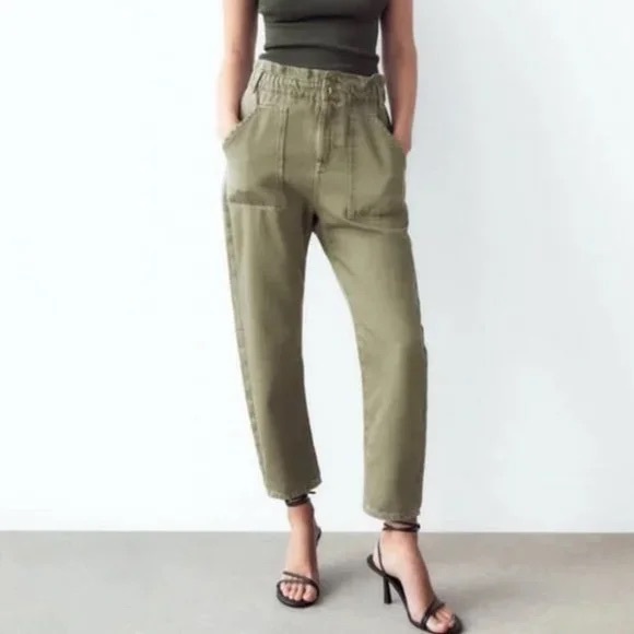 Zara Pants & Jumpsuits Zara Olive Paper Bag Pants Size 4 Poshmark